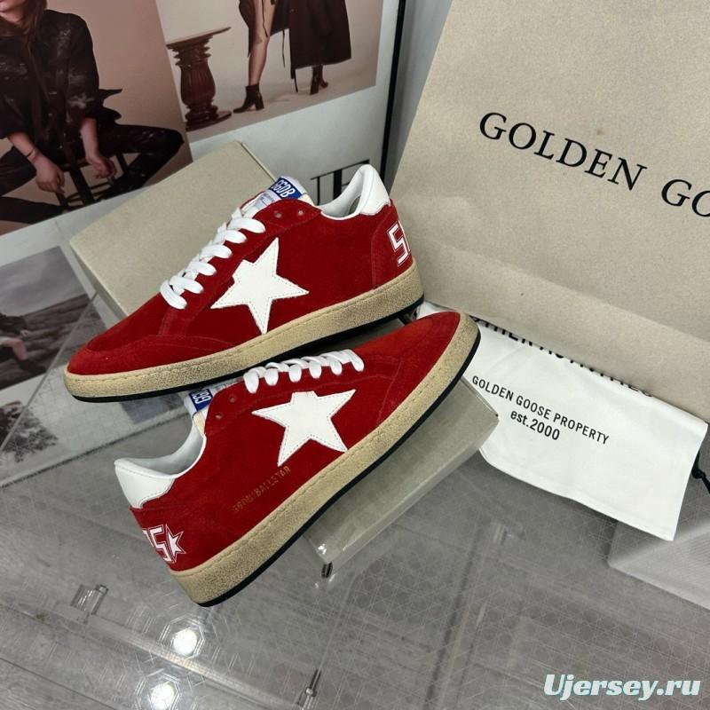 2024 Women GGDB Red Suede White Star Low-Top Sneakers MJ00260
