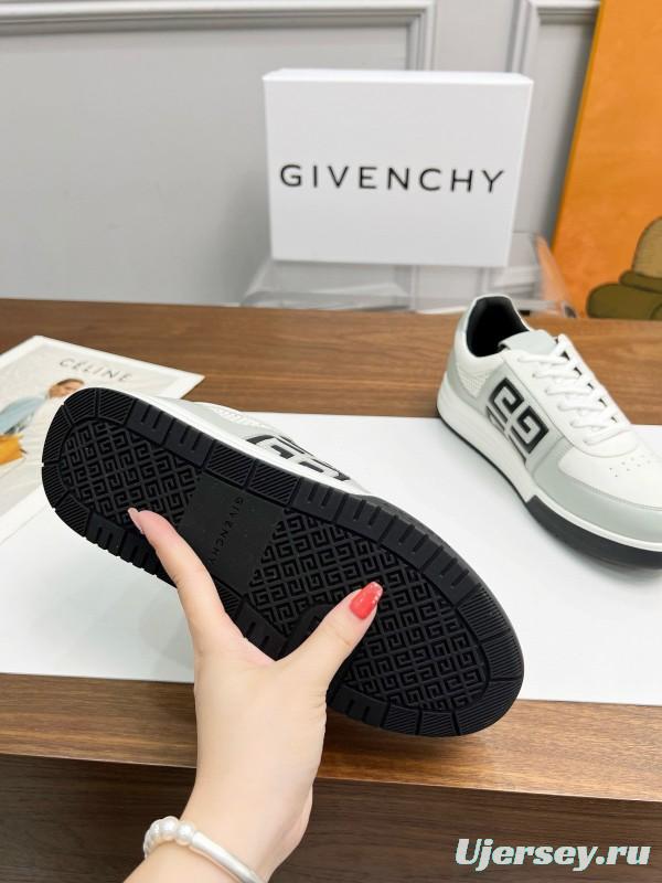 2024 Unisex Givenchy White Black Silk Calfskin Lacquered Low Top Sneakers MJ00380