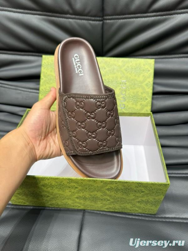 2024 Slippers Gucci Brown Leather Slippers MJ00200