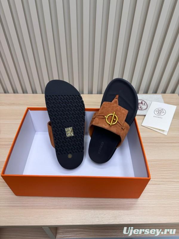 2025 Slippers Hermès Brown Suede Slippers