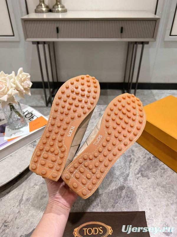 2025 Women TOD'S Beige Leather Suede Sneakers KFY00350