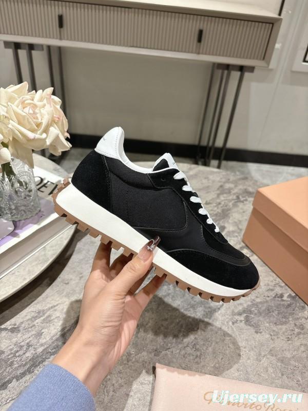 2025 Women Gianvito Rossi Black White Leather Mesh Sneakers