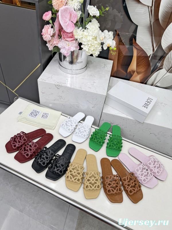 2025 Slippers Loewe White Leather Limited Edition LY00190