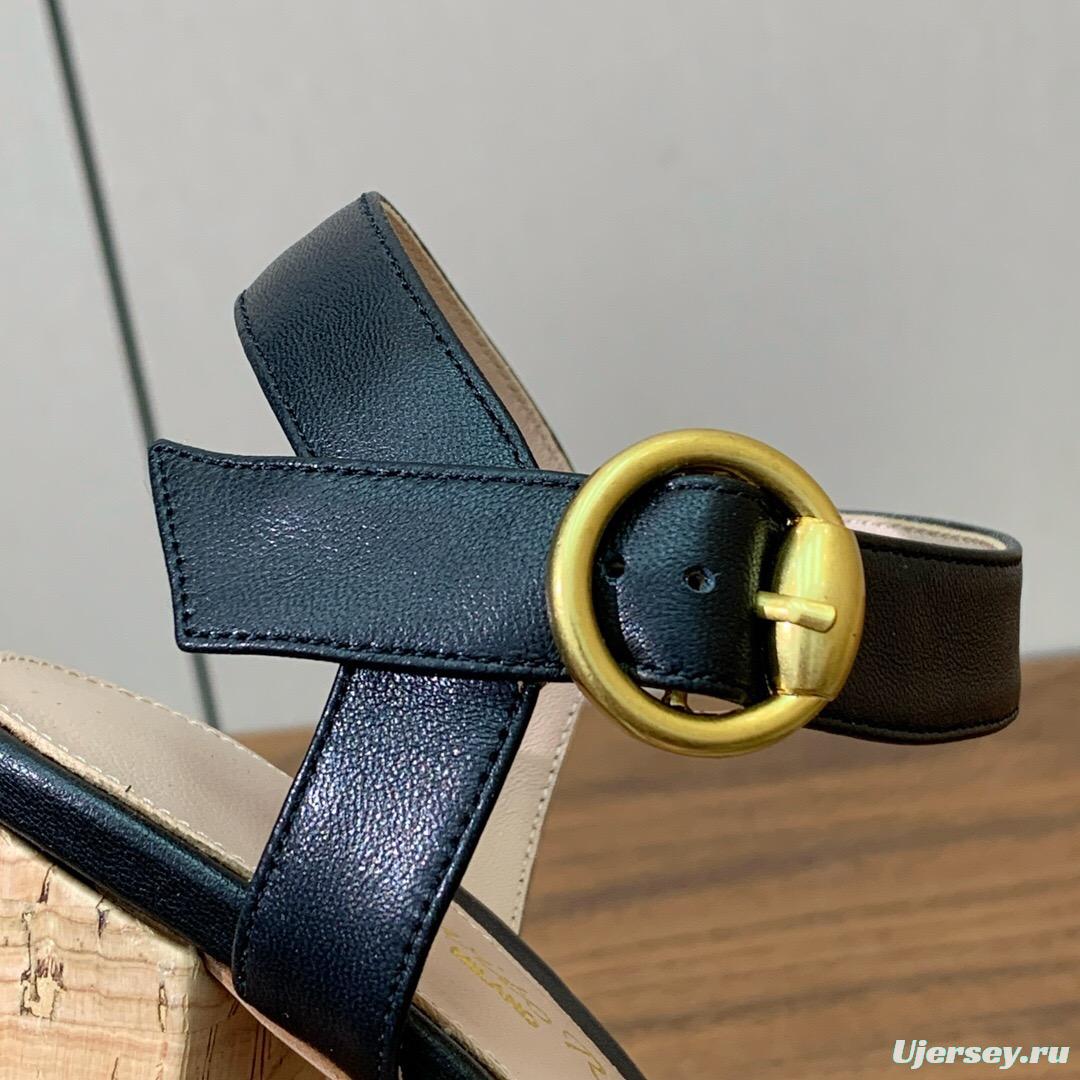 2025 Women Gianvito Rossi Black Leather Sandal