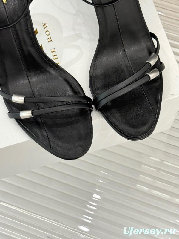 2025 Women Yves Saint Laurent Black Leather High Heel Sandals KFY00270