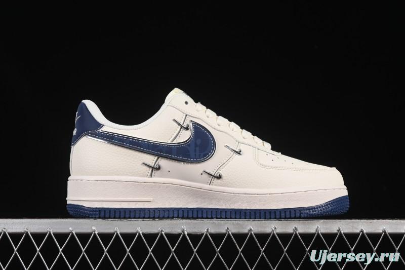 Nike Air Force 1 '07 Low Dior Collaboration Blue Four Small Silver Swoosh Casual Sneakers - XS2869-001