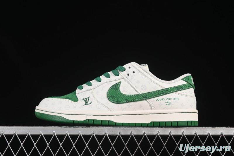Nike SB Dunk Low LV Collaboration Green Denim Anniversary High-End Custom Low-Top Casual Skate Shoes - SC9772-805