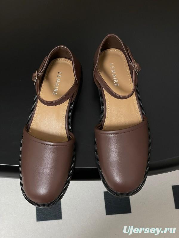 2025 Women Lemaire Brown Leather Mary Jane Shoes