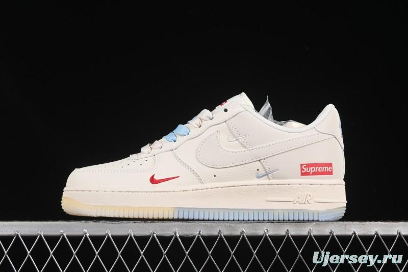 Nike Air Force 1 '07 Low Supreme Collaboration Two-Tone Beige Blue Casual Skate Shoes - XX3168-179