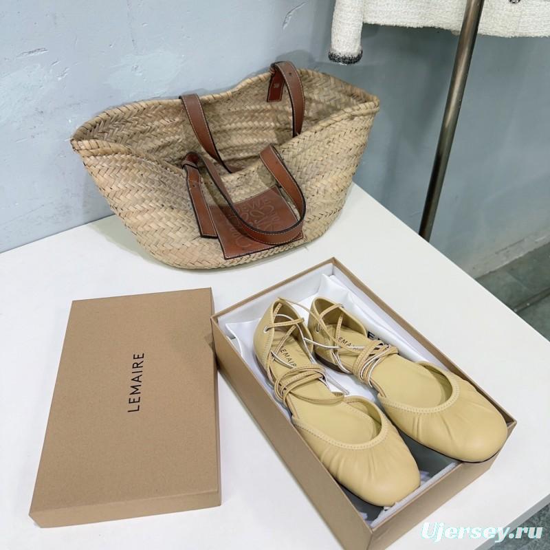 2025 Women LEMAIRE Light Yellow Lambskin Mary Jane Lace-up KFY00300