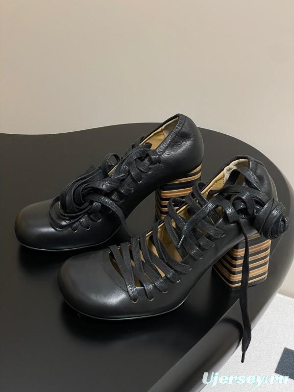 Lemaire 2025 SS Spring Collection Ballet Flats Derby Shoes with Laces Flat Heel and High Heel - KFY00310