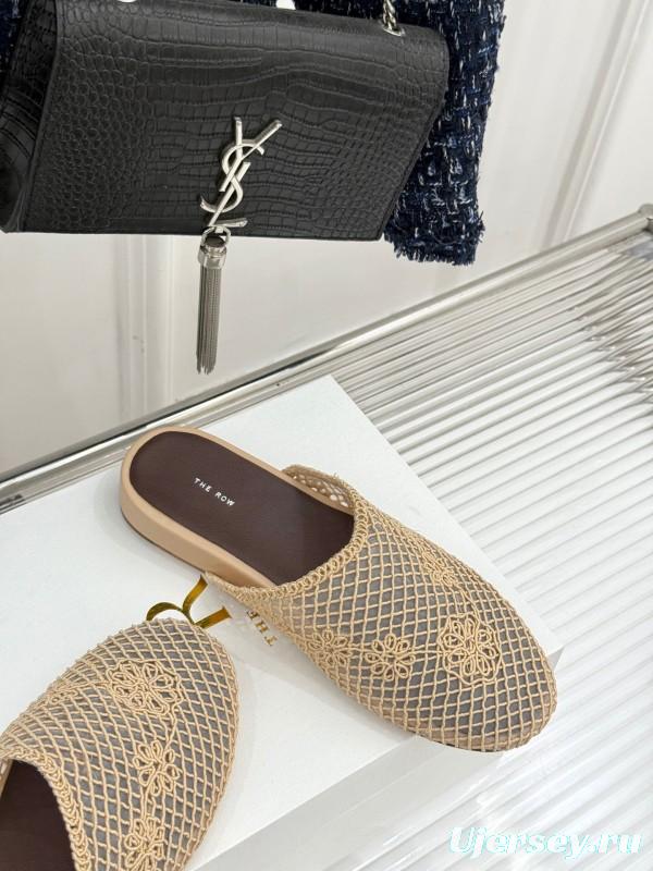 2025 Women The Row Beige Mesh Slippers KFY00260