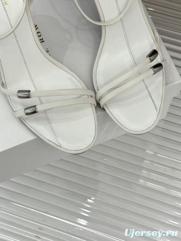 2025 Women Yves Saint Laurent White Leather High Heel Slingback KFY00270