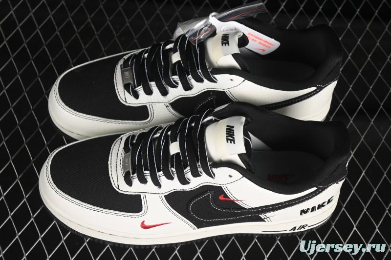 Nike Air Force 1'07 Low Black White Triple Swoosh Casual Sneakers - SC9207-537