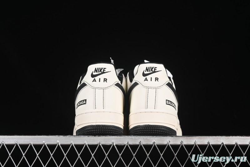 Nike Balenciaga Air Force 1'07 Low Collaboration Triple Swoosh Beige Black Casual Shoes - FR0538-090