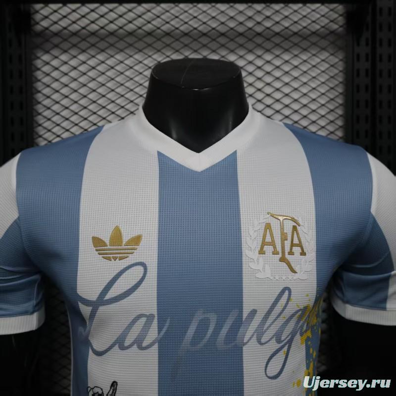 Player Version 2025 Argentina Blue with Messi Celebration Print Jersey