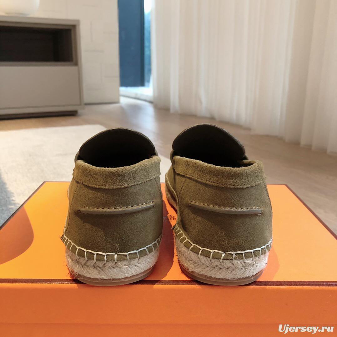 2025 Unisex Hermès Eclair Brown Suede Calfskin Loafers AS00380