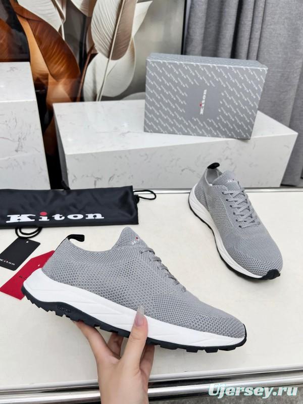 2025 Men Kiton Grey Knit Mesh Sneakers Lightweight Rubber Sole AS00320