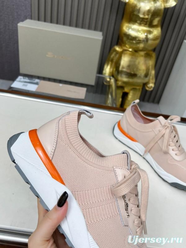 2025 Unisex Santoni Beige Wool Blend Knit Sneakers AS00320