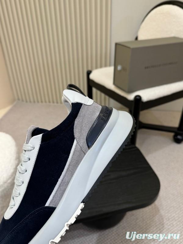 2025 Men Brunello Cucinelli Black White Blue Suede Sneakers AS00320