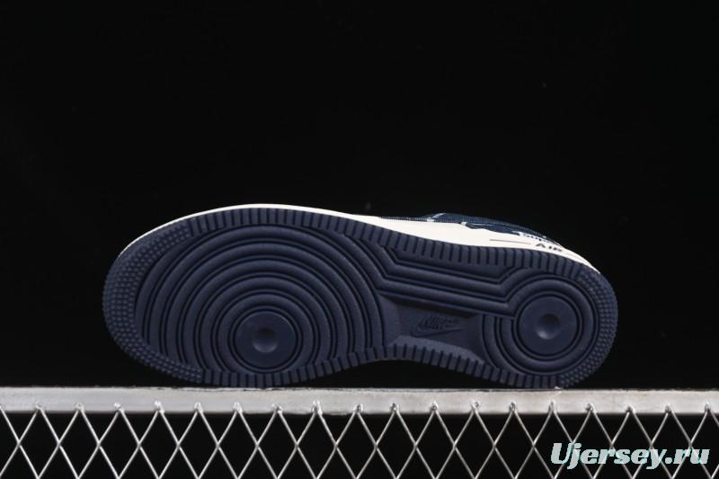 Nike Air Force 1 '07 Low Supreme Collaboration Blue Denim White Swoosh Casual Sneakers - LW9279-005