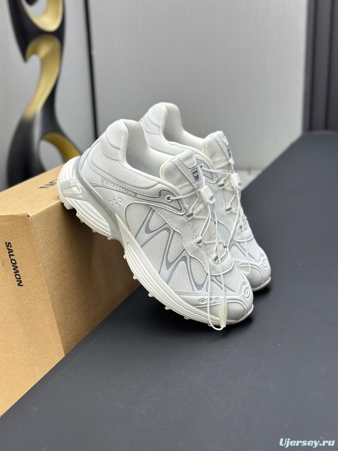 2025 Unisex SALOMON White Cream Leather Mesh Outdoor Sneakers KFY00320