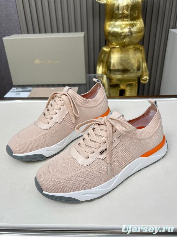 2025 Unisex Santoni Beige Wool Blend Knit Sneakers AS00320