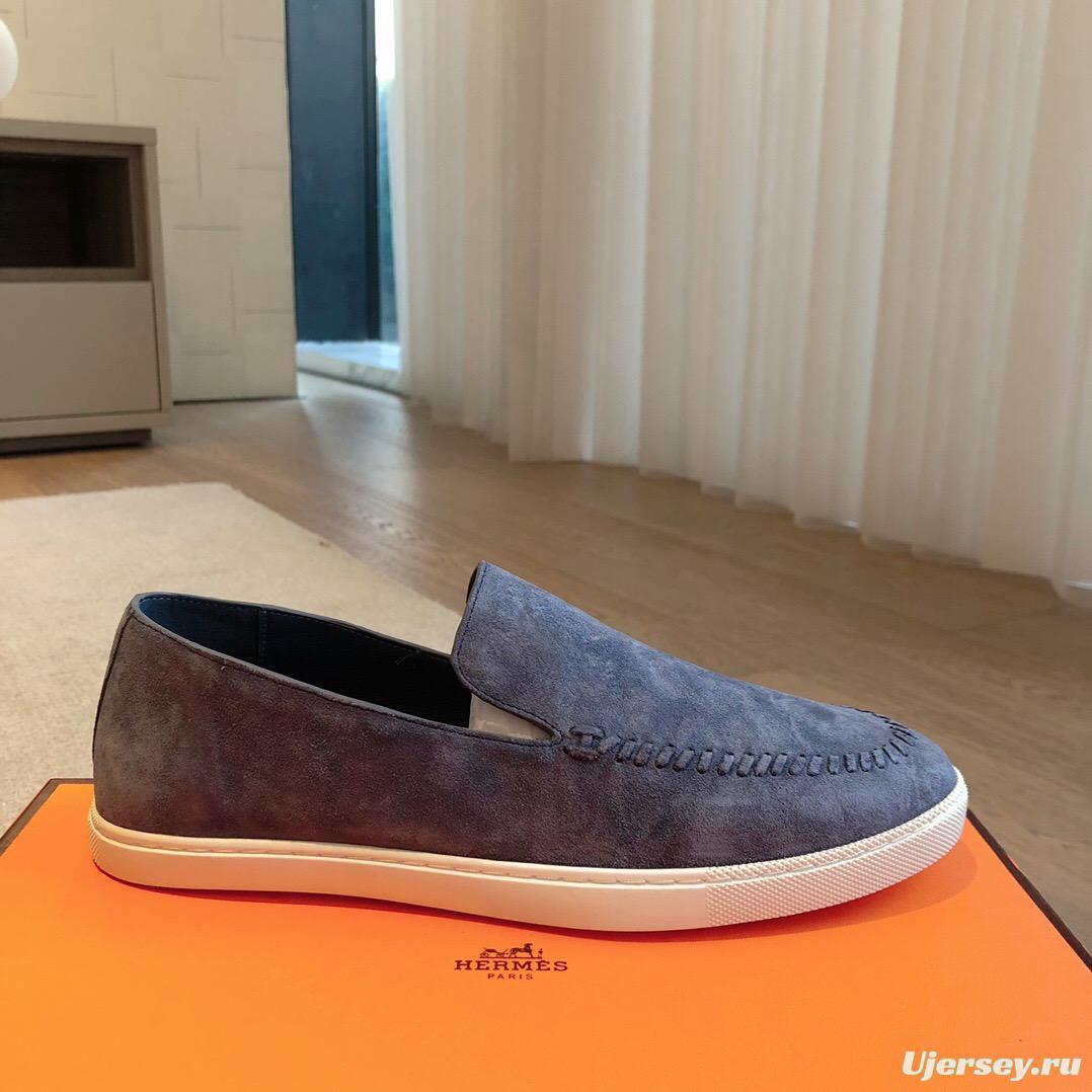 2025 Unisex Hermes Blue Suede Plimsolls AS00380