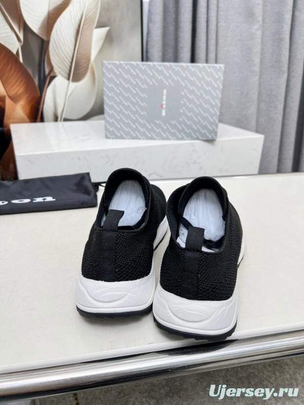 2025 Unisex Kiton Black Knit Sneakers AS00320