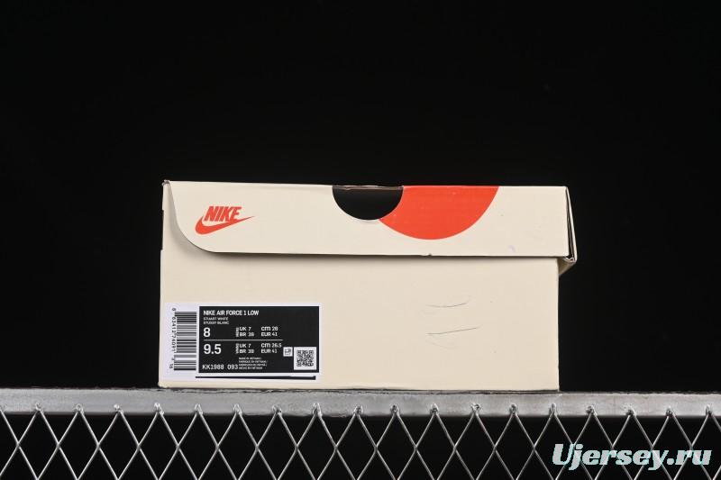 Nike Air Force 1 '07 Low Stussy Collaboration White Gray Casual Sneakers - KK1988-093