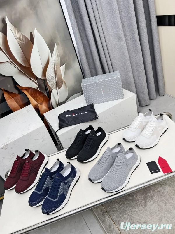 2025 Men Kiton White Beige Knit Sneakers Original MD Rubber Sole AS00320