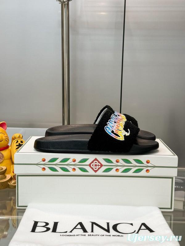 2025 Men CASA BLANCA Black Embroidery Slippers Original Embroidery KFY00160