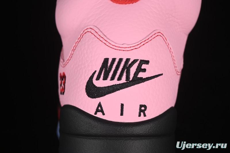 Awake NY Air Jordan 5 Retro Sneakers with Arctic Pink Colorway and Awake NY Logo Mesh - DV4982-600