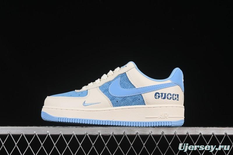 Nike Air Force 1 '07 Low Gucci Collaboration Ice Blue Low-Top Casual Sneakers - DF0188-067