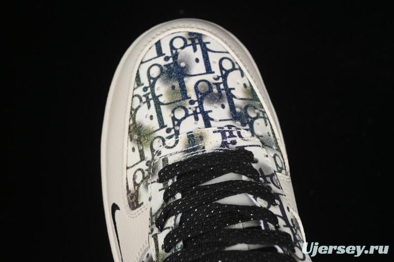 Nike Air Force 1 '07 Low Dior Collaboration Gray Floral Low-Top Casual Sneakers - DF0188-064