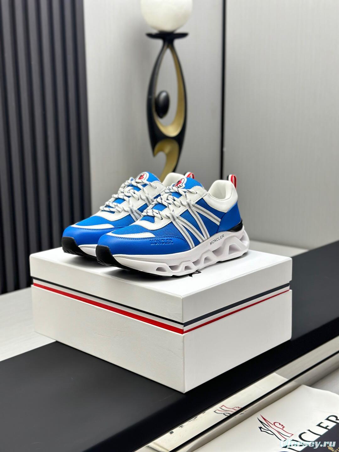 2025 Unisex Moncler Blue White Nylon Mesh Trailgrip GTX Trail Running Shoes KFY00390