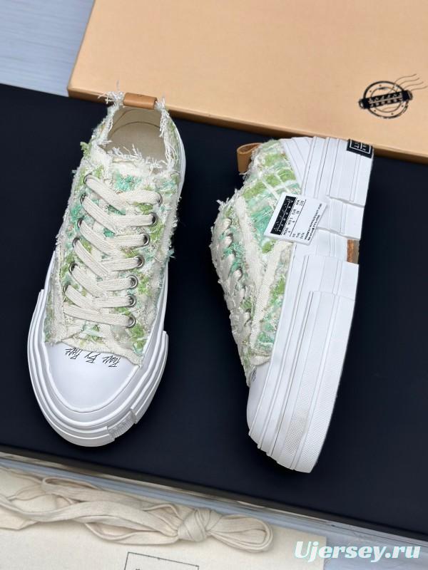2025 Unisex XVESSEL White Green Canvas Plimsolls Vulcanized AS00260