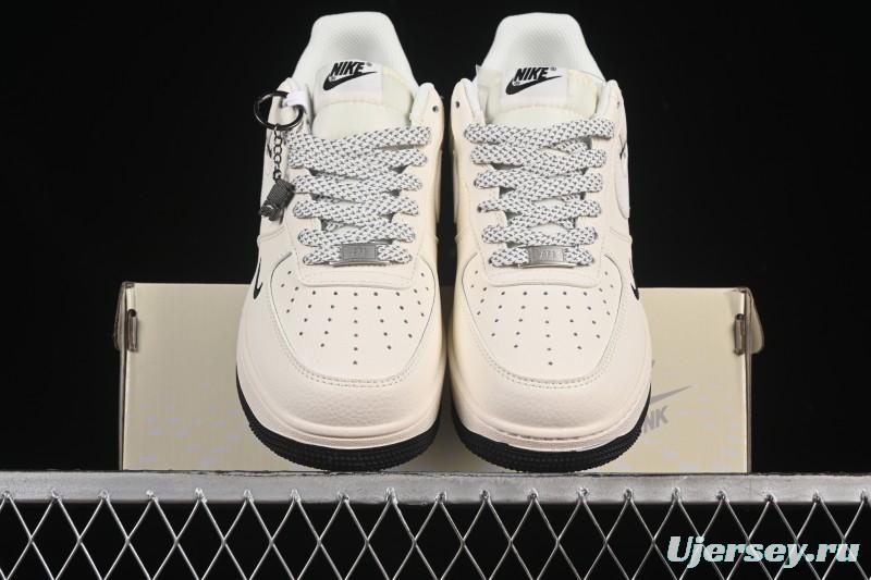 Nike Air Force 1'07 Low Casual Sneakers with Triple Black Swoosh - XX3168-183