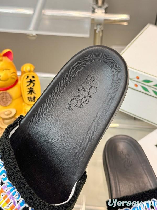 2025 Men CASA BLANCA Black Embroidery Slippers Original Embroidery KFY00160