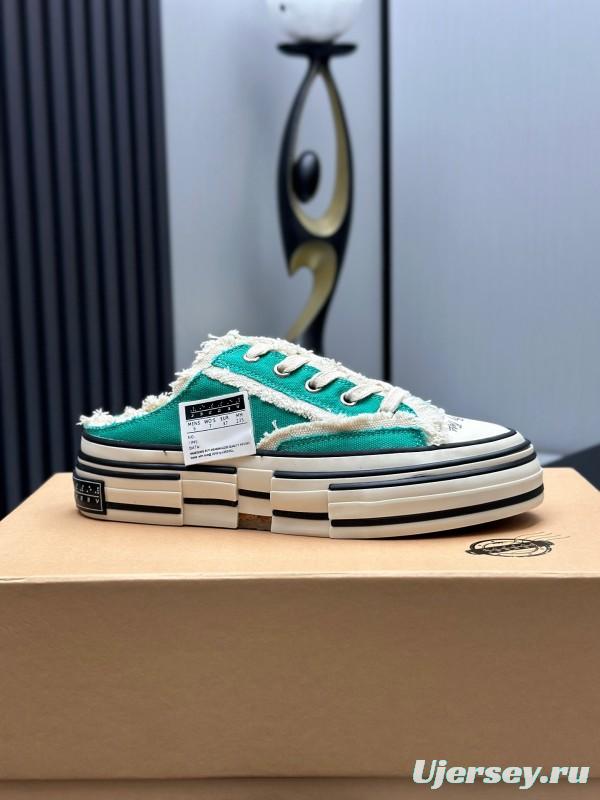 2025 Unisex XVESSEL Green White Canvas Plimsolls Vulcanized AS00240