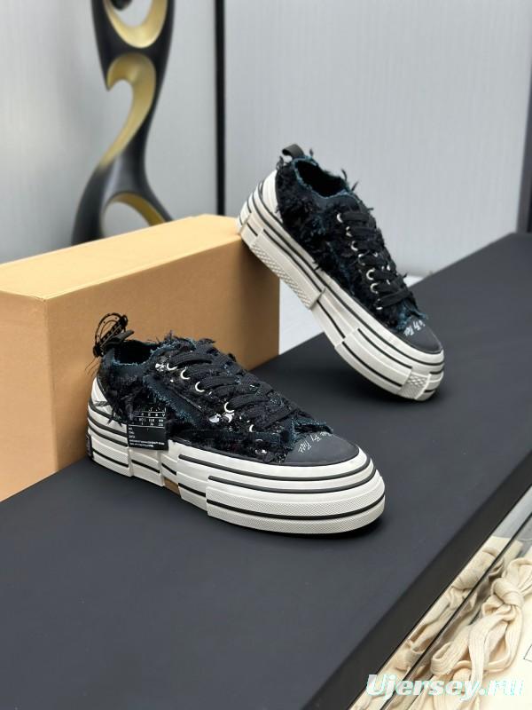 2025 Unisex XVESSEL Black Canvas Plimsolls Distressed Artistic AS00260