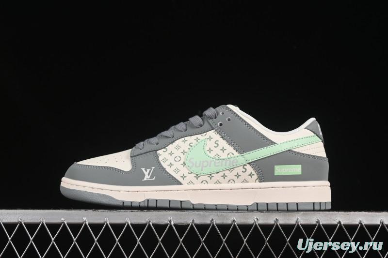 Nike SB Dunk Low LV Collaboration Gray Anniversary High-End Custom Low-Top Casual Skate Shoes ZH2598-278