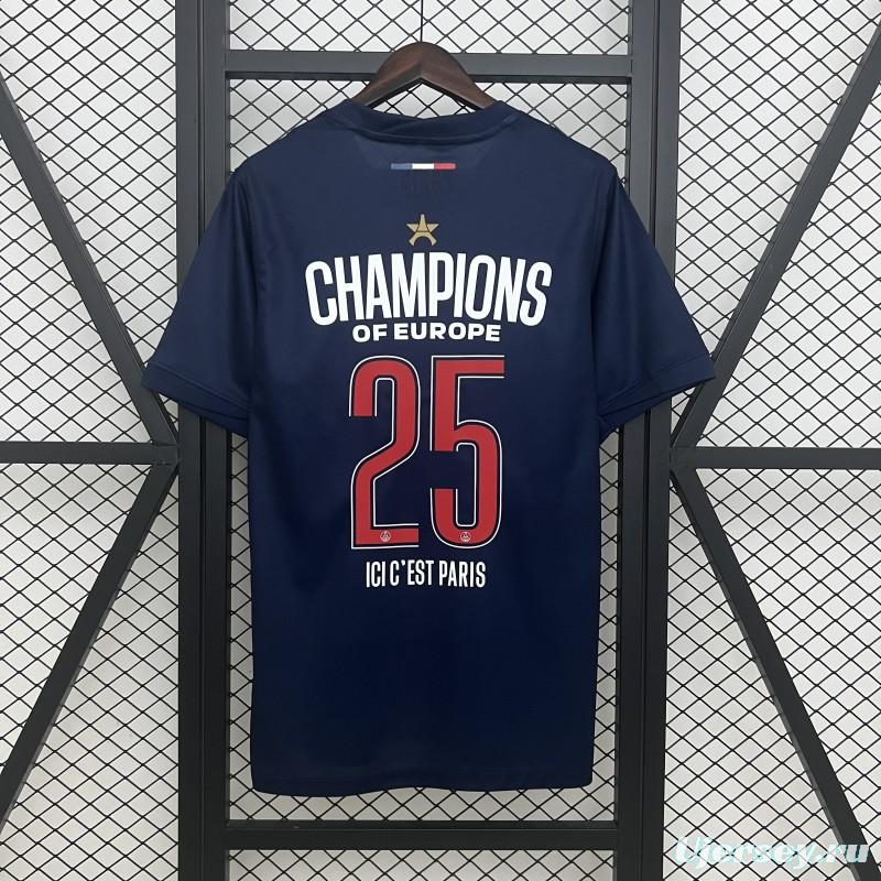 1 Star 24/25 PSG Home Jersey With 25 Champions Printing
