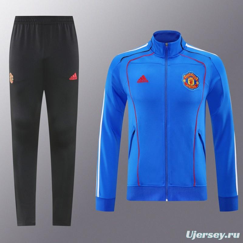 25/26 Manchester United Blue Full Zipper Jacket +Long Pants