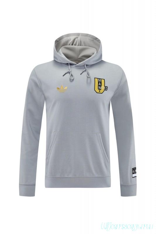 25/26 Manchester United Hooide Grey Full Zipper Jacket + Long Pants