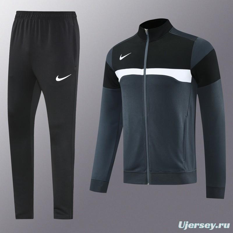 2025 Nike Black/Deep Grey Full Hoodie Zipper Jacket +Long Pants