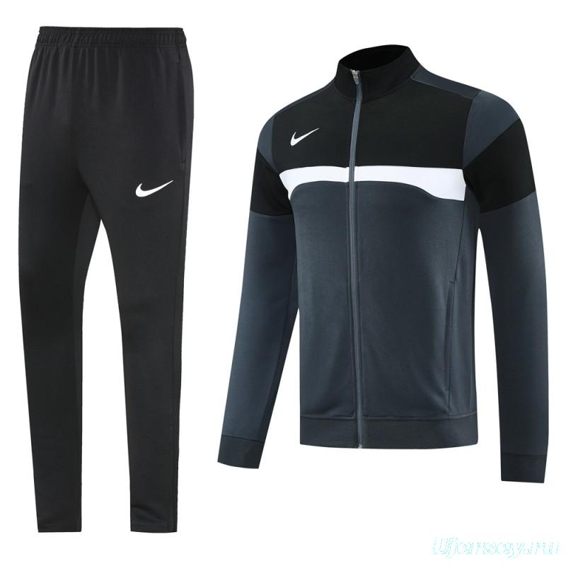 2025 Nike Black/Deep Grey Full Hoodie Zipper Jacket +Long Pants