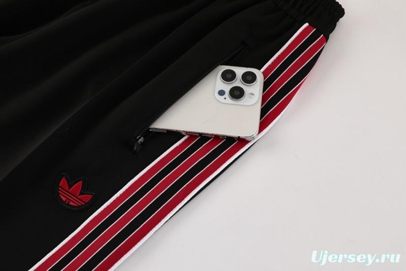 25/26 Manchester United Black Full Hoodie Zipper Jacket +Long Pants