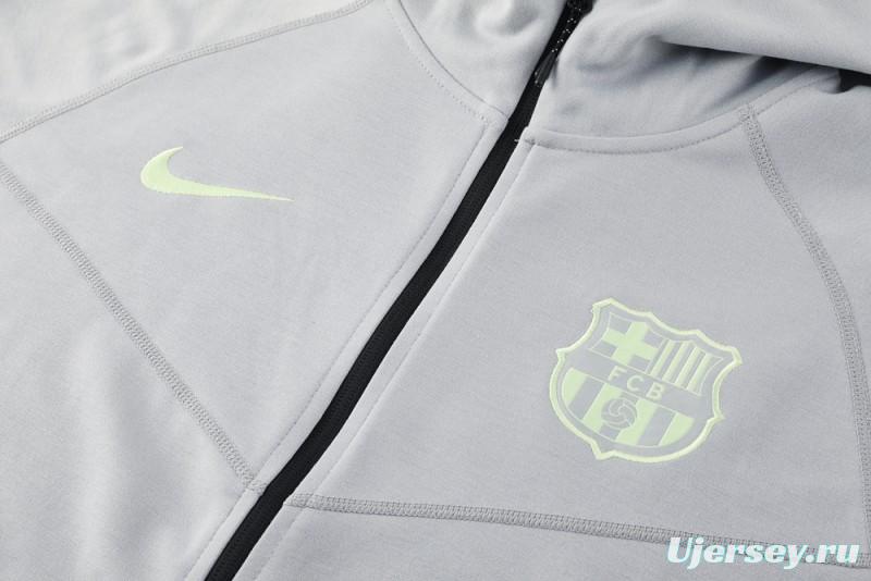 25/26 Barcelona Grey Full Zipper Hoodie Jacket +Long Pants