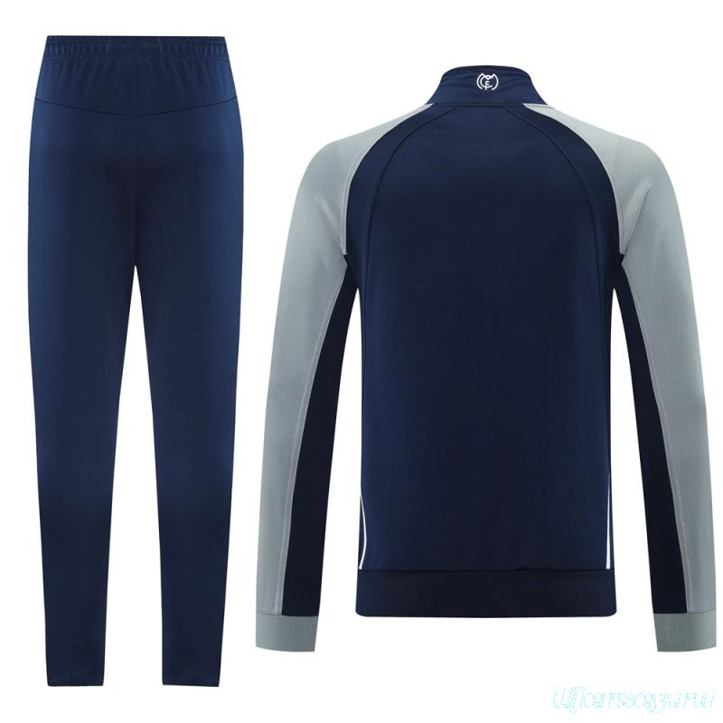 25/26 Real Madrid Navy/Grey Full Zipper Jacket +Long Pants